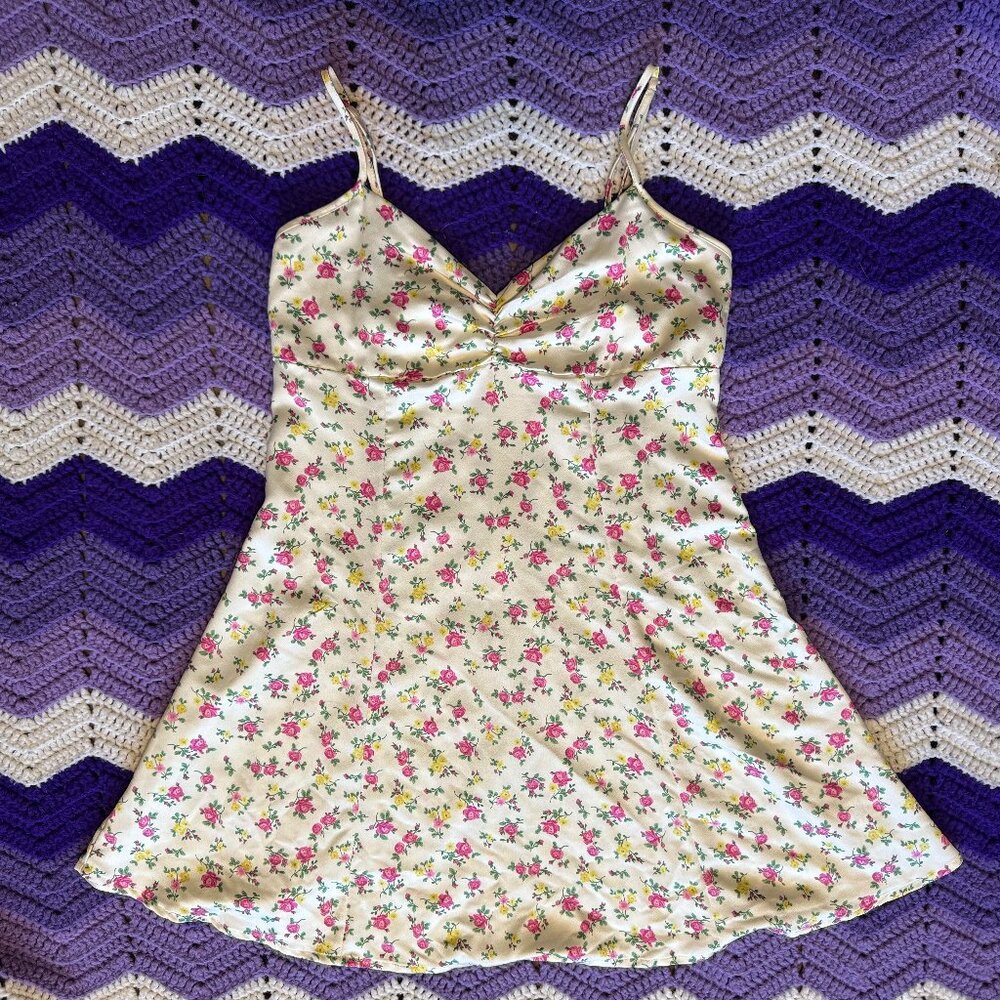 Aeropostale Slip Dress Babydoll M Floral Empire Waist Dainty Coquette Romantic
